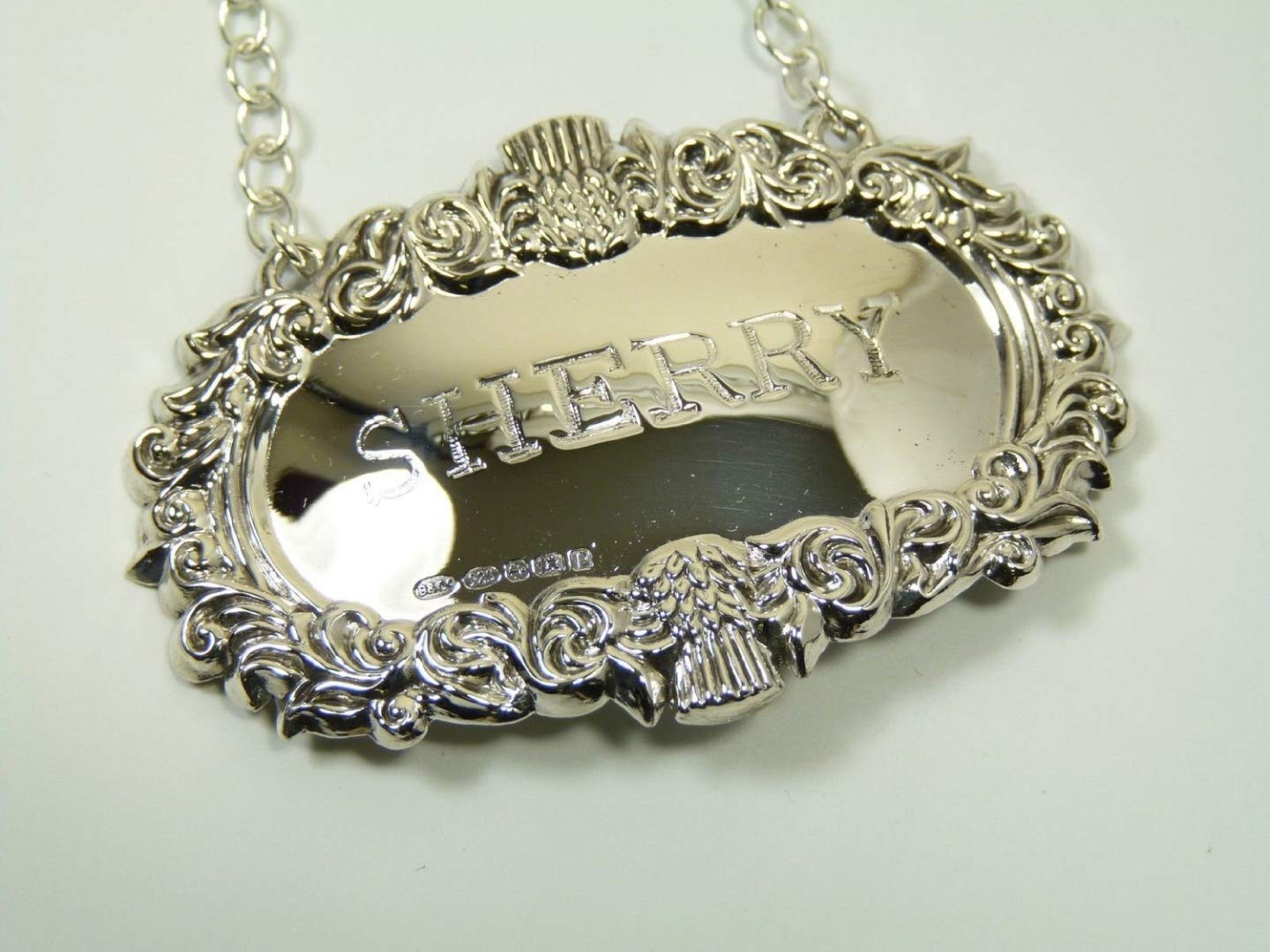 New Sterling Silver Thistle Decanter/Wine Label - Sherry - Boxed