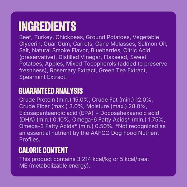 WELLNESS CORE BRAINIAC SOFT PUPPY TRAINING TREATS, NATURAL, GRAIN FREE, BEEF AND TURKEY RECIPE, 5 OZ BAG