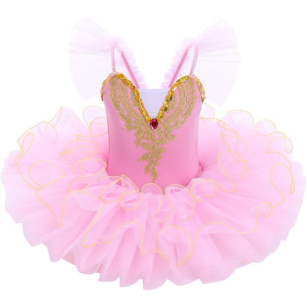Fonma Girls Ballerina Swan Lake Costume Ruffle Sleeve Ballet Tutu Toddler Ballet Leotards Dance White