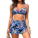 Yonique Women's Underwire Bikini with Swim Skirt - 2026 Tummy Control Two Piece Bathing Suit High Waisted Push Up Swimwear