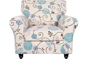 SearchI Stretch Sofa Cover Printed Couch Covers, Floral Pattern 2 Piece Armchair Slipcover with Separate Chair Cushion Cover, Washable Furniture Protector for Living Room(Armchair, Ball Flower)