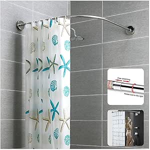M-TOP - Barra de cortina de ducha ajustable para baño (níquel cepillado