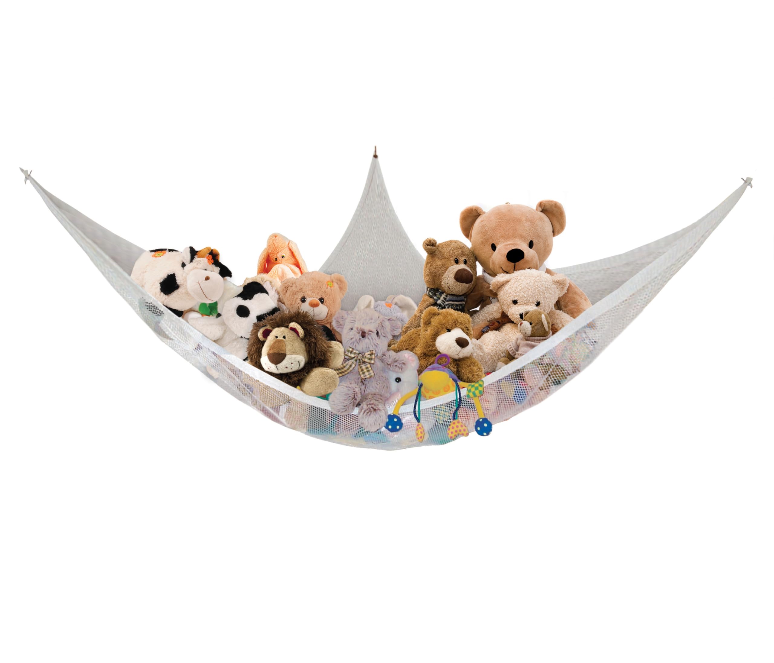 Dreambaby Super Corner Toy Hammock Net Organizer - with Stuffed Animal Toy Chain Hanger - 6ft Long - Holds up to 10lbs Maximum Weight - White - Model F605