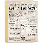 FANCYLUCKY Vintage 14th Anniversary Card Gift for Him Her, Large 14 Year Wedding Anniversary Card Gift for Mom Dad Parents, Ivory Anniversary Card for Wife Husband Couple