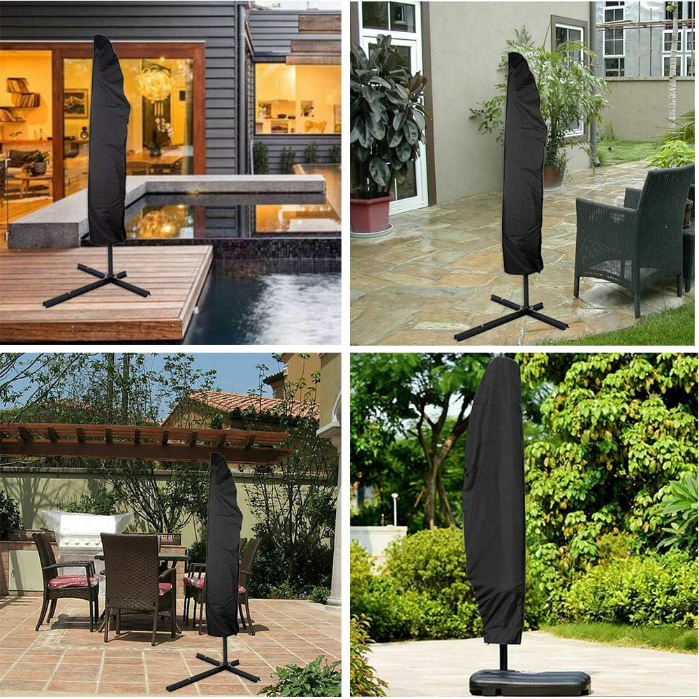 Parasol Umbrella Covers Compatible With 9ft To 11ft 210d Waterproof Durable Outdoor Market Tebaisea Offset Patio Cantilever Umbrella Covers 9 11 Feet Black Patio Lawn Garden Patio Furniture Accessories