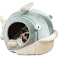 Lcybem Cat Beds for Indoor Cats - Cat Bed Cave with Removable Washable Cushioned Pillow, Calming Cozy Soft Cat Cave, Cute Friendly Dolphin Cat Houses for Indoor Cats No Deformation Pet Bed, M