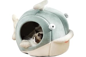 Lcybem Cat Beds for Indoor Cats - Cat Bed Cave with Removable Washable Cushioned Pillow, Calming Cozy Soft Cat Cave, Cute Friendly Dolphin Cat Houses for Indoor Cats No Deformation Pet Bed, L