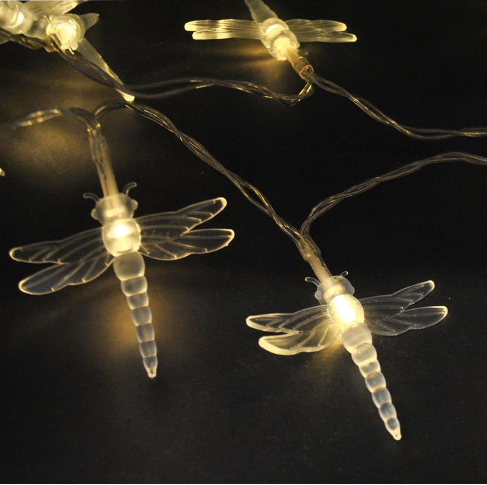 LightsGo 20 Battery Powered Dragonfly 2M LED Fairy String Lights (Warm