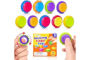 LESONG Fidget Toys Sensory Rings for Kids: 9 Pack Quiet Finger Spinner - Sensory Texture Stress Toys for Classroom School - Gifts for Students Kids Autism Calming - Christmas Stocking Stuffers
