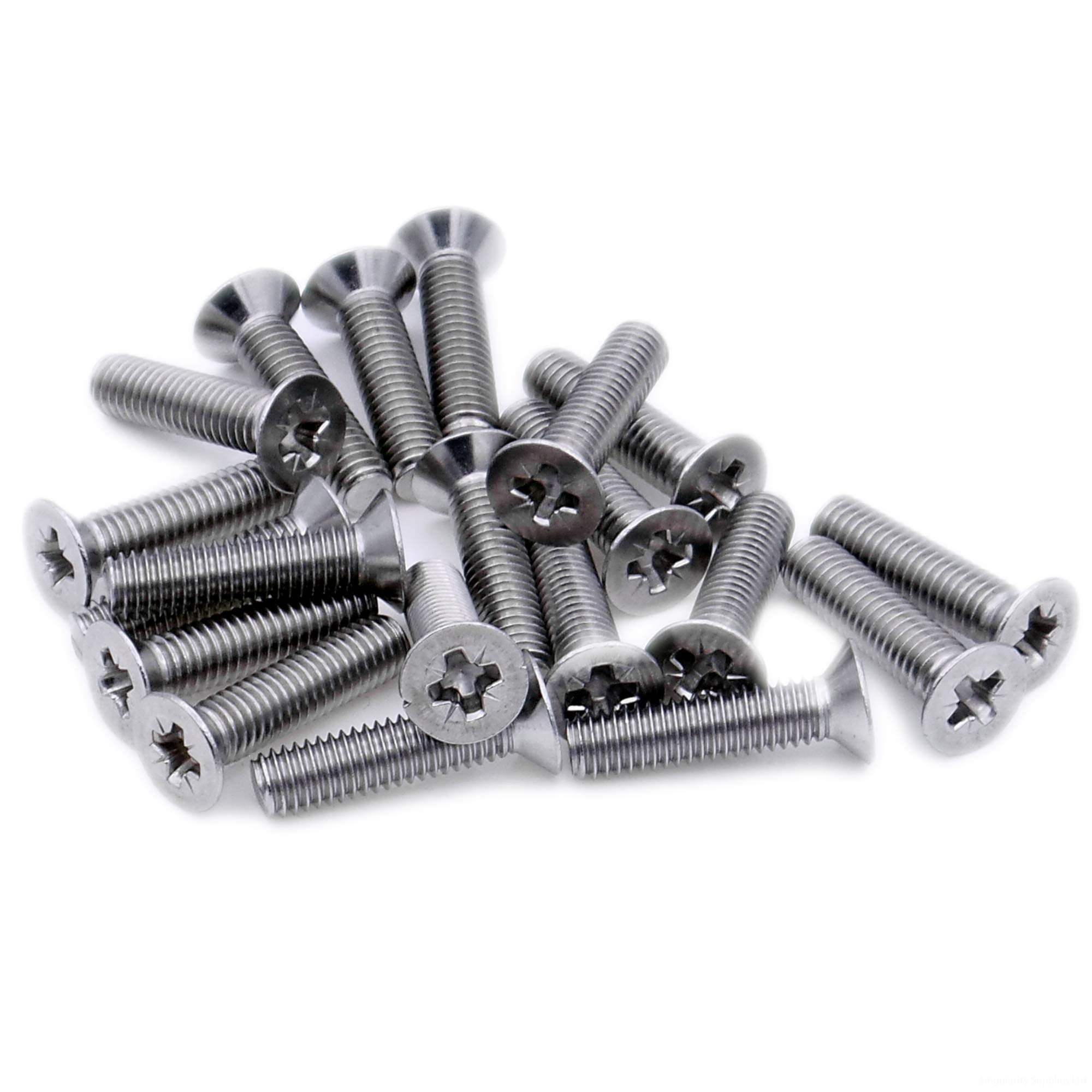 M2.5 (2.5mm x 22mm) Pozi Countersunk Machine Screw (Bolt) - Stainless Steel (A2) (Pack of 20)