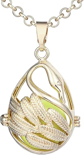 Amazon スワン 卵形 ミュージカルボール オルゴールボール ネックレス ハーモニーボール ペンダント ゴールド イエロー ネックレス 通販