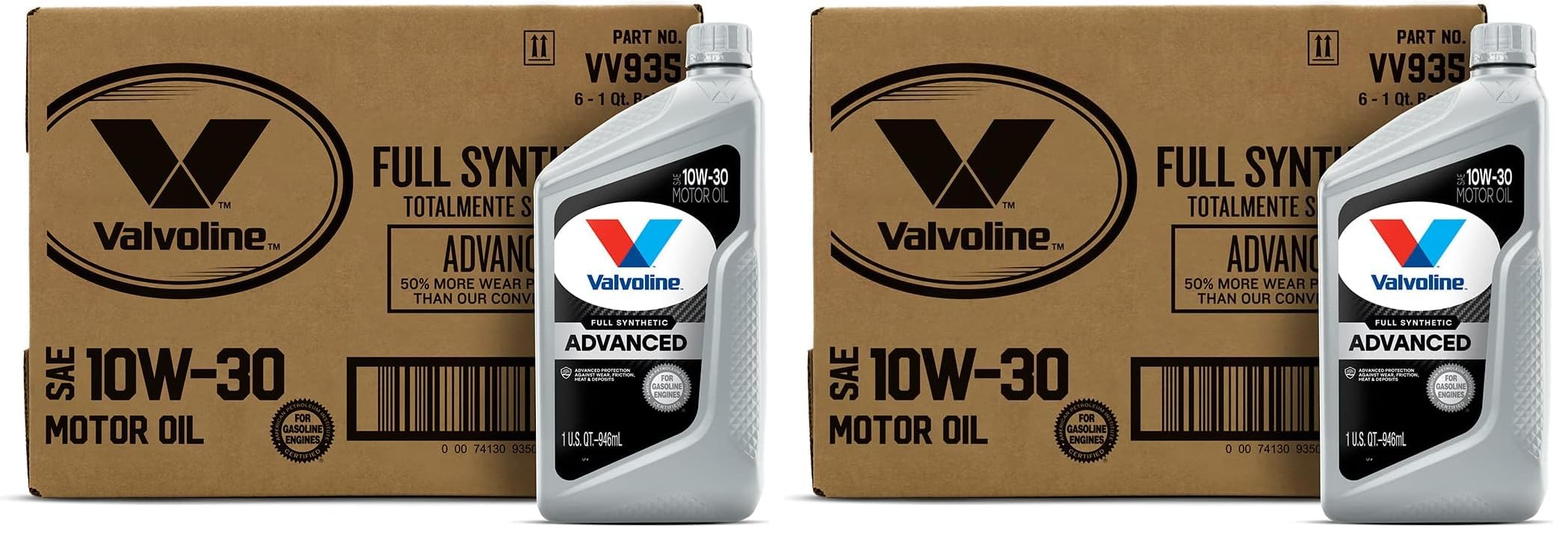 Valvoline Advanced Full Synthetic SAE 10W-30 Motor Oil 1 QT, Case of 6 (Pack of 2)