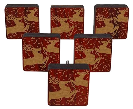 Iba Indianbeautifulart Red Christmas Deer Engraved Pack Of 10
