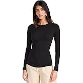 Enza Costa Women's Textured Rib Long Sleeve Crew Tee