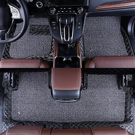 Amazon Co Jp 車のフロアマット Pvc革二重層デザイン滑り止め専用車マットカスタマイズされた車に適した取り外し可能なカーペットマット ホーム キッチン