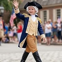 Disfraz De George Washington Para Niño - Conjunto De 4 Piezas: Chaleco, Abrigo, Pantalón Y Sombrero De Cuello Falso, Carnaval Y Halloween
