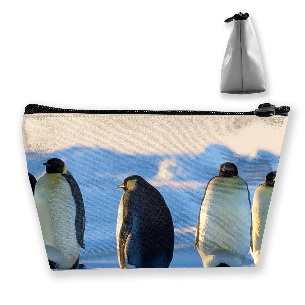 Makeup Bag Cosmetic Emperor Penguin Portable Cosmetic Bag Mobile Trapezoidal Storage Bag Travel Bags with Zipper