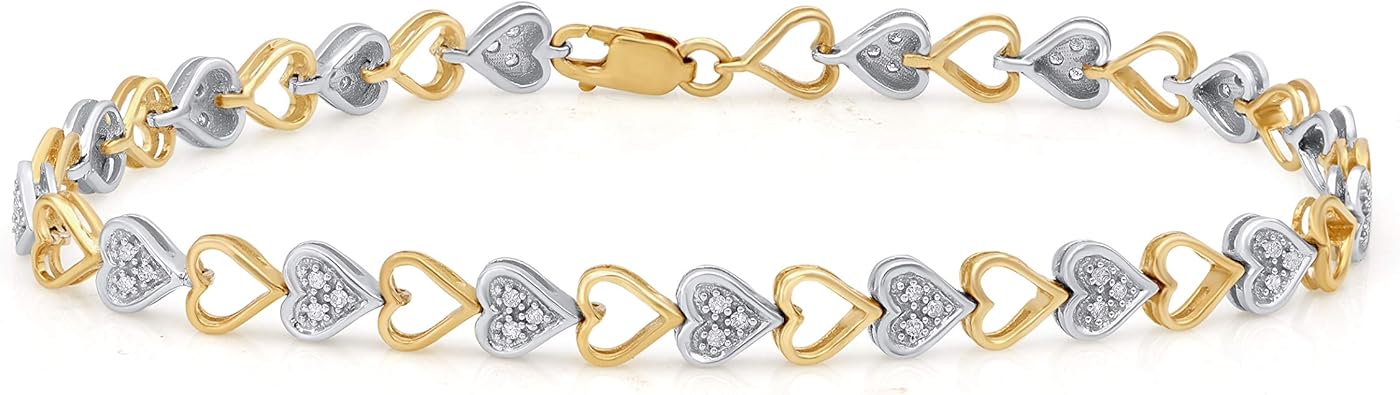 TJD 1/5 Carat (Ctw) Natural Diamond Heart Shape Bracelet 68235-10YW