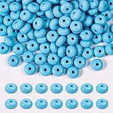 Niziky 500PCS 8mm Acrylic Lentil Beads, Blue Abacus Beads Loose Beads for Crafts, Acrylic Spacer Beads for Jewelry Bracelet Necklace Making, Beads for Pens Charms Crafts, Small