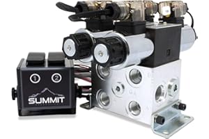 SUMMIT HYDRAULICS Electric Hydraulic Double Acting Control Valve w/Rocker Switch, 2 Spool, 15 GPM (A Spool Controls Double Acting Cylinders, 12 Volt)