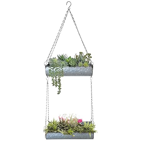 TrustBasket Ivy MultiLevel Hanging Planter-Galvanized Metal Hanging Planter/Garden Decor,Home Decor,Indoor and Outdoor use
