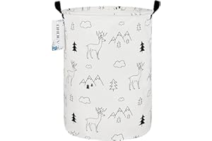 ONOEV Round Fabric Storage Bin,Decorative Basket,Organizer Basket with Handles,for Clothes Storage,books and sundries(Forest 