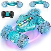 Gesture Sensing RC Stunt Car, Boys Toys Age 6-12, 4WD Hand Controlled Remote Control Car with Light &amp; Music, 360&deg;Rotation Christmas Birthday Gift for Boys Girls Age 6 7 8 9 10 11+(Lagon Blue)