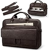 RAINSMORE Mens Laptop Bag PU Leather Messenger Bag 15.6 Inch Briefcase Vintage Computer Satchel Bag for Work Business
