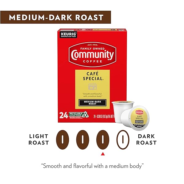 COMMUNITY COFFEE CAFÉ SPECIAL 24 COUNT COFFEE PODS, MEDIUM DARK ROAST, COMPATIBLE WITH KEURIG 2.0 K-CUP BREWERS, 24 COUNT (PACK OF 1)