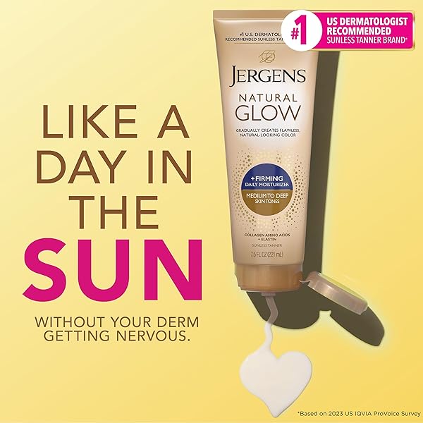 JERGENS NATURAL GRADUAL GLOW BUNDLE PACK: DAILY MOISTURIZER +FIRMING 7.5FL OZ AND SPF20 FACE MOISTURIZER 2FL OZ, MEDIUM TO TAN