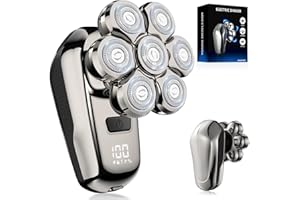 Head Shaver for Bald Men, Coklean 1400mAh Detachable Electric Shavers Rechargeable Rotary Shaver with LED Display & 8500RPM Motor IPX6 Waterproof Dry/Wet Electric Razor, Gift for Dad Husband