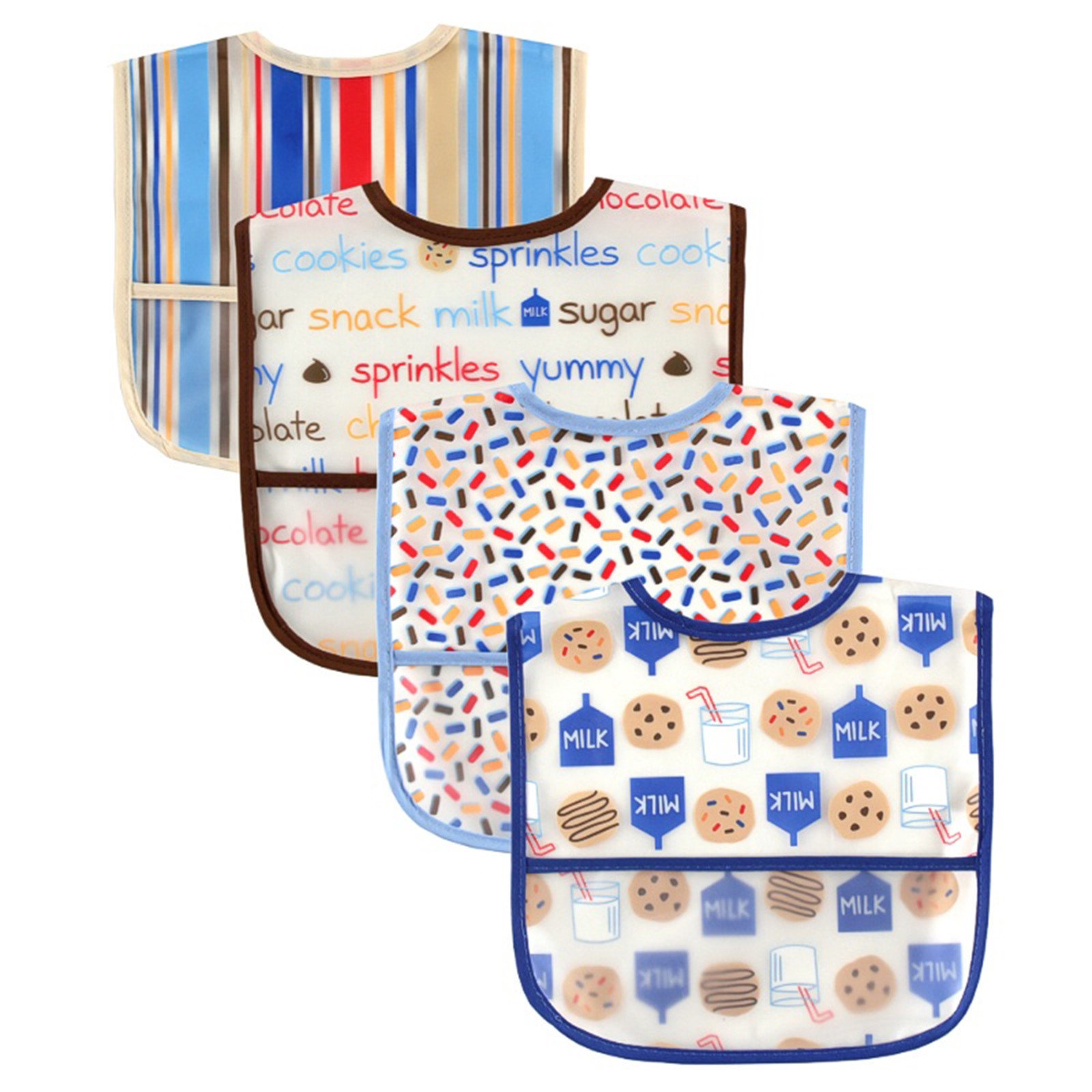 Luvable Friends Unisex Baby Waterproof PEVA Bibs, Cookie, One Size