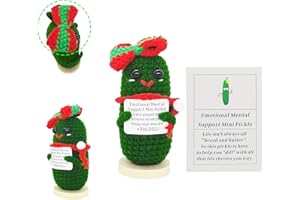 qyqkfly 1 Pcs Breast Cancer Emotional Support Pickle Gifts for Women Men Mini Handmade Positive Animals Crochet Funny Birthday Present (Pickle 05)