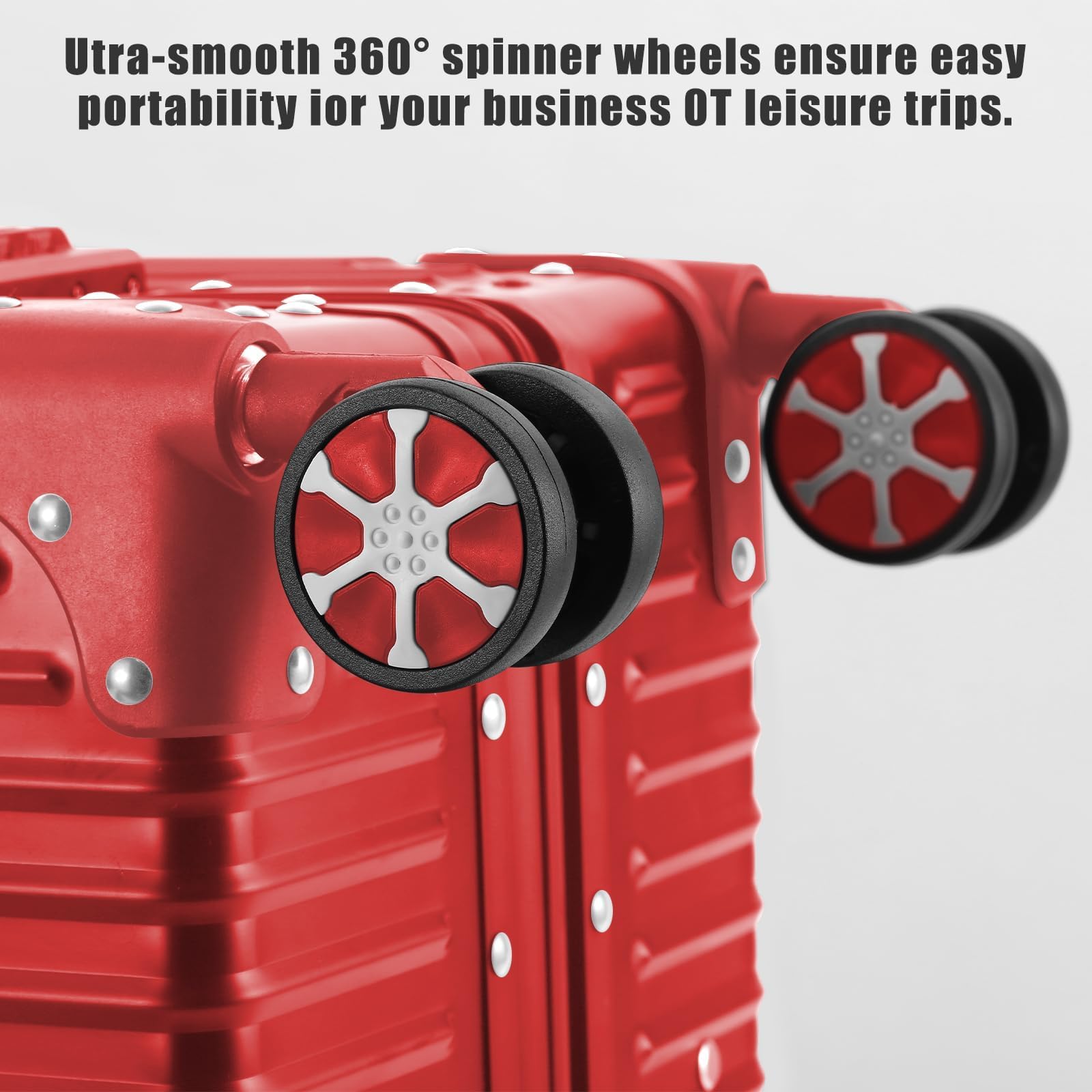 All Aluminum Carry On Luggage with Cup Holder TSA Lock, 22x14x9 Airline Approved Carry-On Hardside Suitcase with Spinner Wheels(20-lnch) (RED)