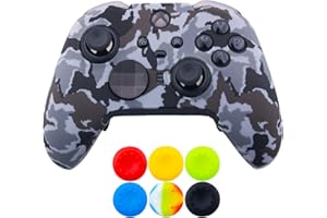 9CDeer 1 x Protective Customize Transfer Print Silicone Cover Skin Camougrey + 6 Thumb Grips Analog Caps for Xbox Elite Series 2 Controller