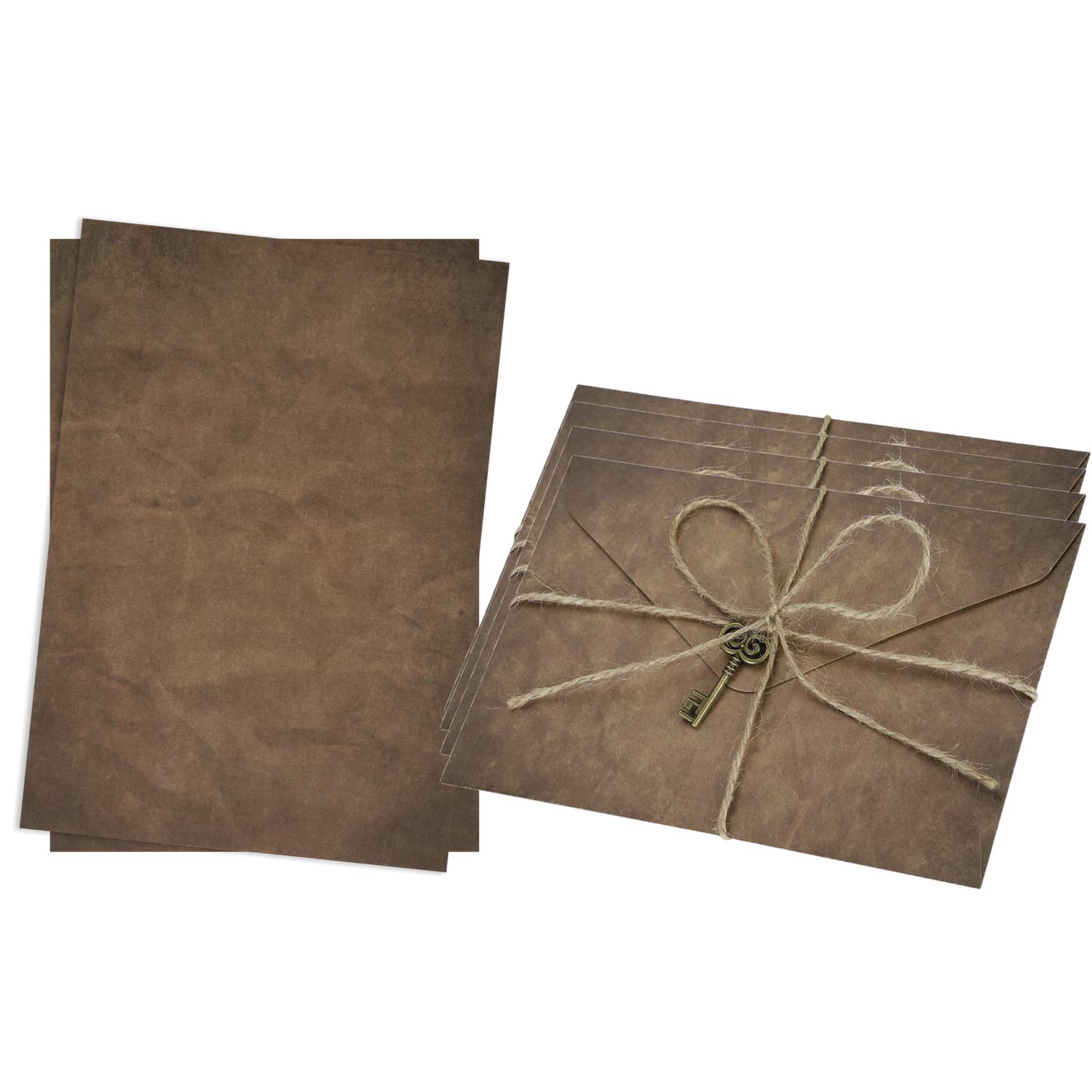 10pcs A5 Retro Paper Cards Envelopes Thank You Cards Greeting Card Blank Writing Paper Envelopes Multipack Handmade Kraft Paper Envelopes with Twine for Writing and Printing Valentines Mother's Day
