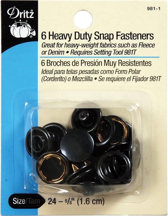 Dritz HeavyDuty Snap Fasteners 5/8inch 6/PkgBlack, Size 24 Amazon