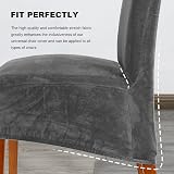 CMAKER Velvet Dining Chair Covers Large Stretch Slipcover Dark Gray 6 Pack view 7