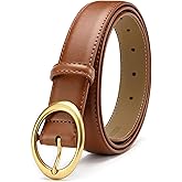 Womens Belt - CR Leather Belt Women Casual for Jeans Pants Dress - Belts with Gold Buckle for Women Fashion
