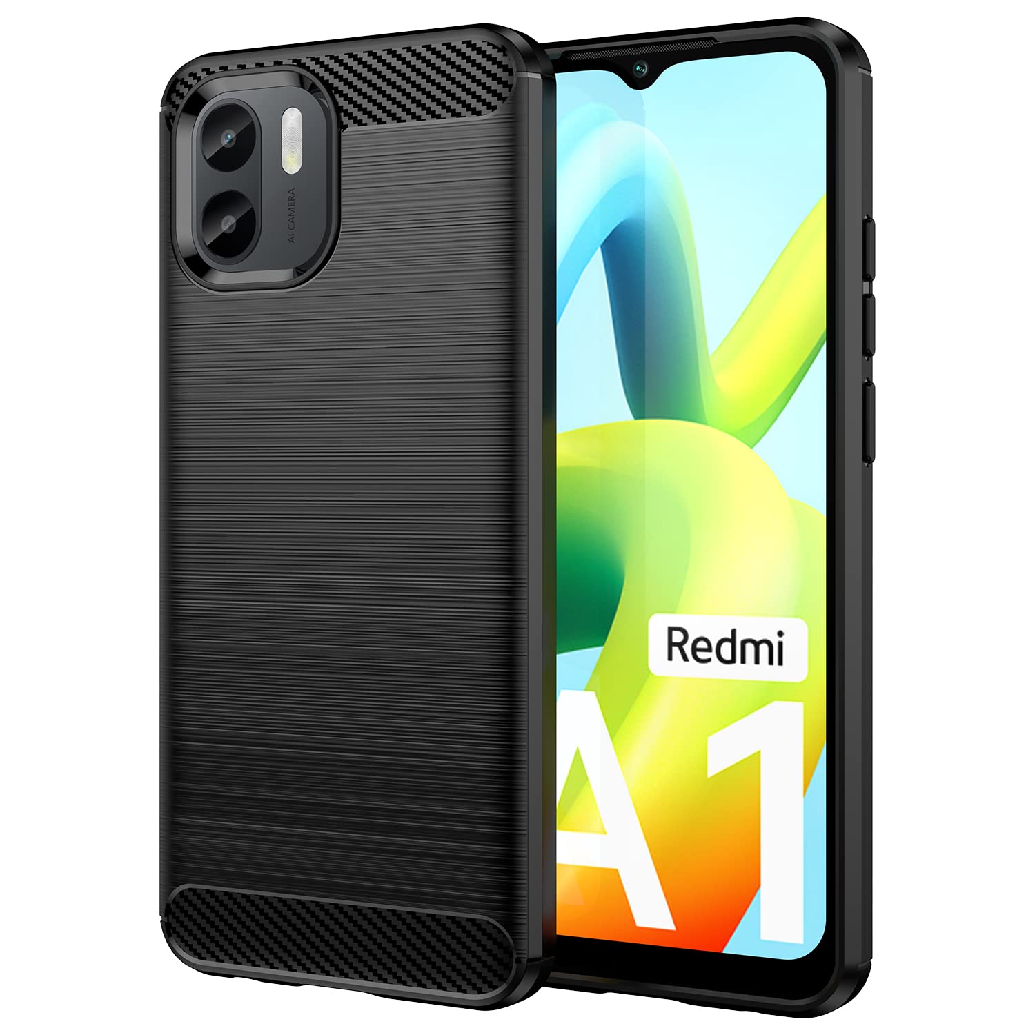 TingYR Case for Xiaomi Redmi A1, Ultra Slim Flexible TPU Shock Absorption, Anti-Scratch, Premium Flexible Rubber Cover, Cover for Xiaomi Redmi A1 Smartphone.(Black)