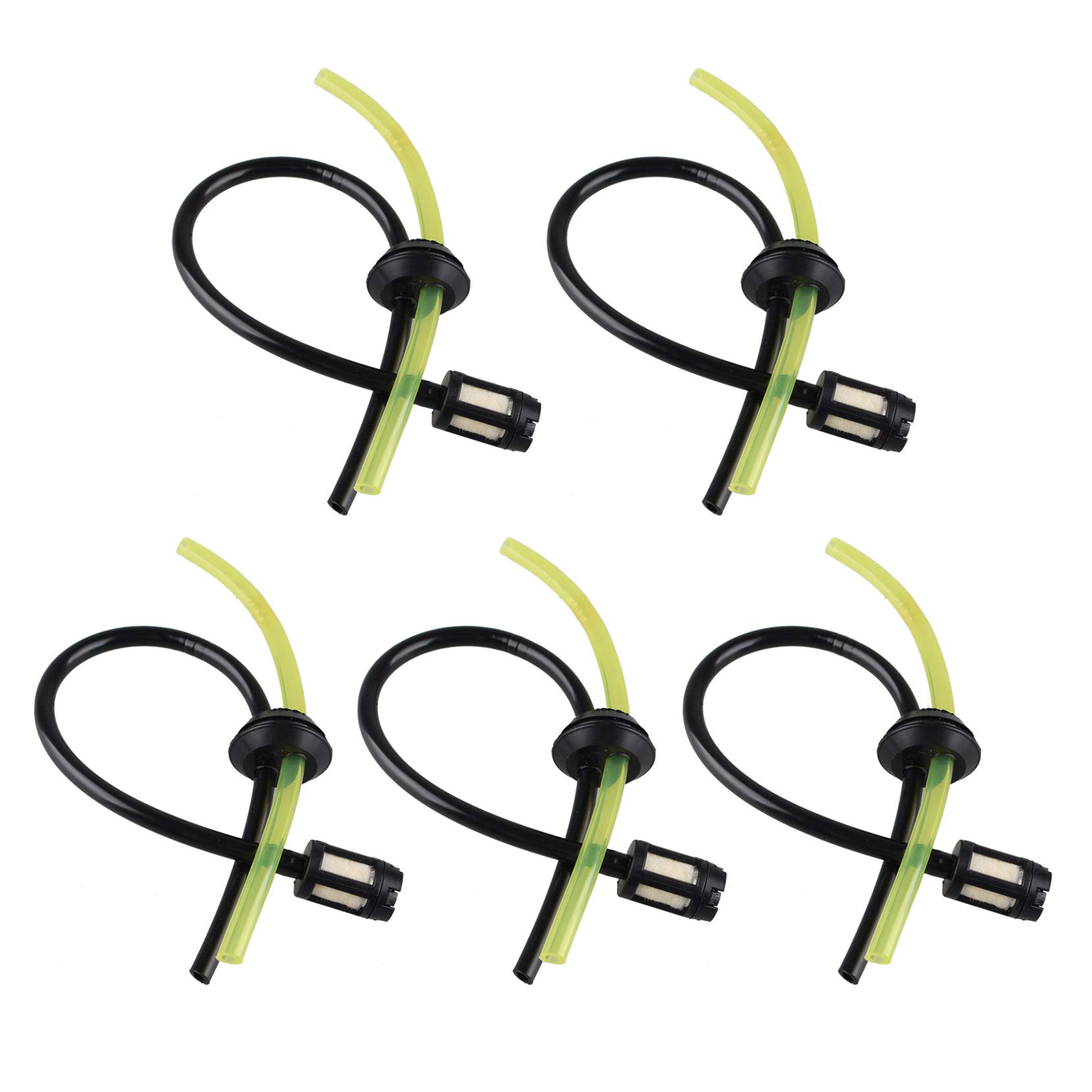 Futheda 5Pcs Universal Fuel Line Fuel Hose Pipe Filter Assy Trimmer Brush Cutter Mower Fuel Tube Lawnmower Replacement Kit Compatible with Strimmer Garden Machine Fitting