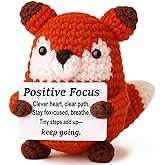 WEYON Focus Motivation – Mini Crochet Fox Plush with Story Card, Positive Study Work Gift, Kawaii Desk Decor, Year-Round Encouragement, Gift for Women Friend Coworker
