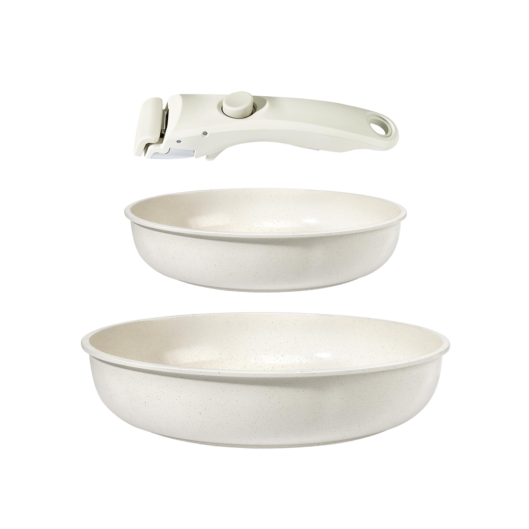 GiPP Pots and Pans Set Non Stick,3PCS White Granite Nonstick Cookware Sets with Detachable Handle,Induction Kitchen Set Removable Handle,RV Cookware Set,PFOA Free (White,3PCS)