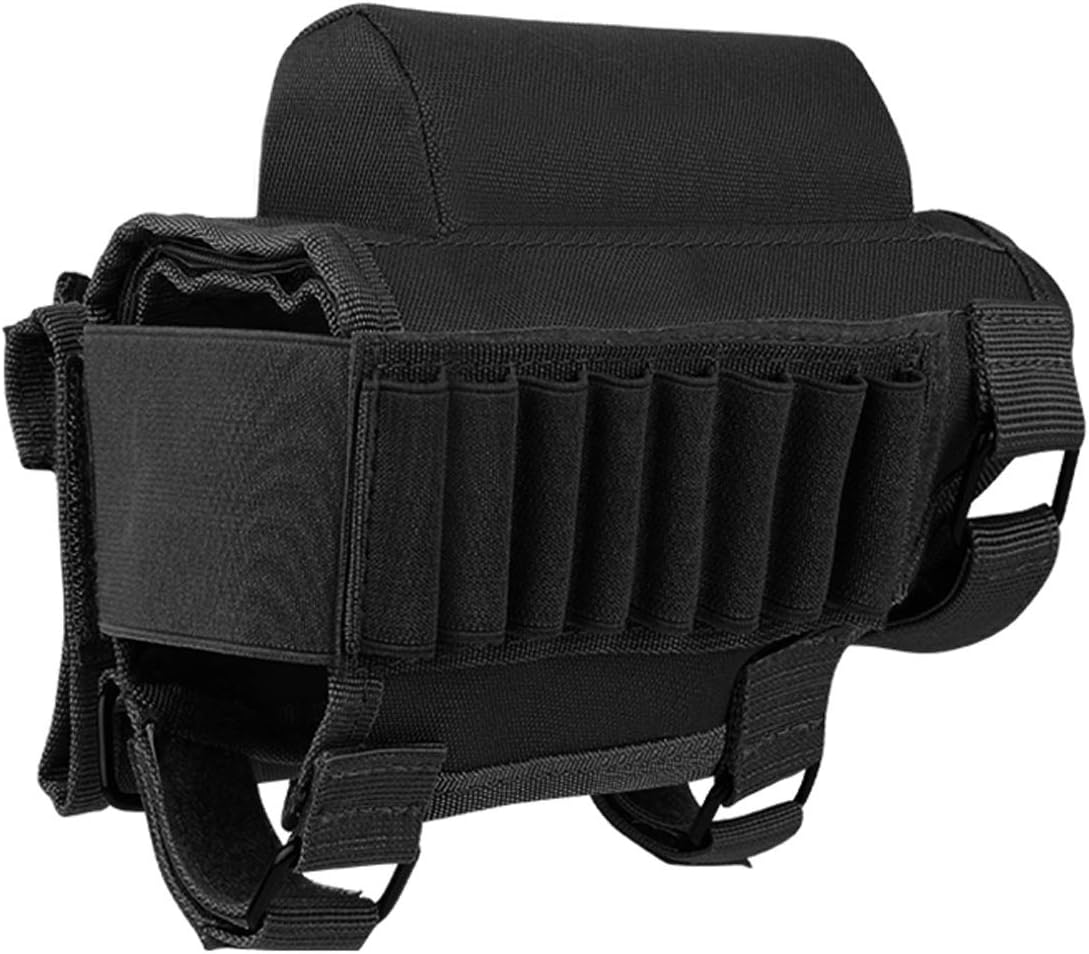 AIRSSON Tactical Rifle Cheek Rest Holder with 2 Molle Pouch for 8 Grid Shells and 2 Different Heights Cheek Leather Pad .22 .223 Cal .308 30-06 .300 .303 & 7.62mm : Sports & Outdoors