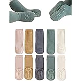 BEHELE Baby Non Slip Grip Socks Toddler Knee High Anti Skid Crew Slipper Crawling Socks for Girls Boys Newborn
