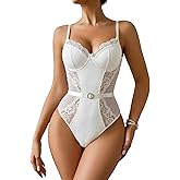 Avidlove Womens Lingerie Lace Bodysuit Push Up Lingerie Snap Crotch Teddy One Piece Babydoll