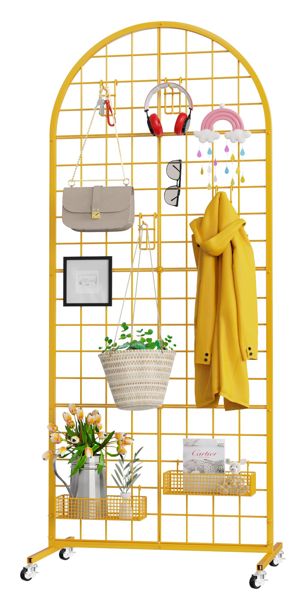 Photo 1 of VGMiu Grid Wall Panel 1PCS Display Stand 2' x 5.2' FT Gold Grid Wall Panels Movable Retail Display Racks Floorstanding Gridwall Heavy Duty with Wheel for Art Craft Photo Displays Fair Trade Show