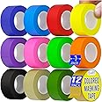 DEART Masking Tape 8 or 12 Pack 1 inch Colored Painters Tape for Arts & Crafts Labeling or Coding, Kids Art Supplies Color Tape Rolls, Craft Tapes Colorful Masking Tape (12)