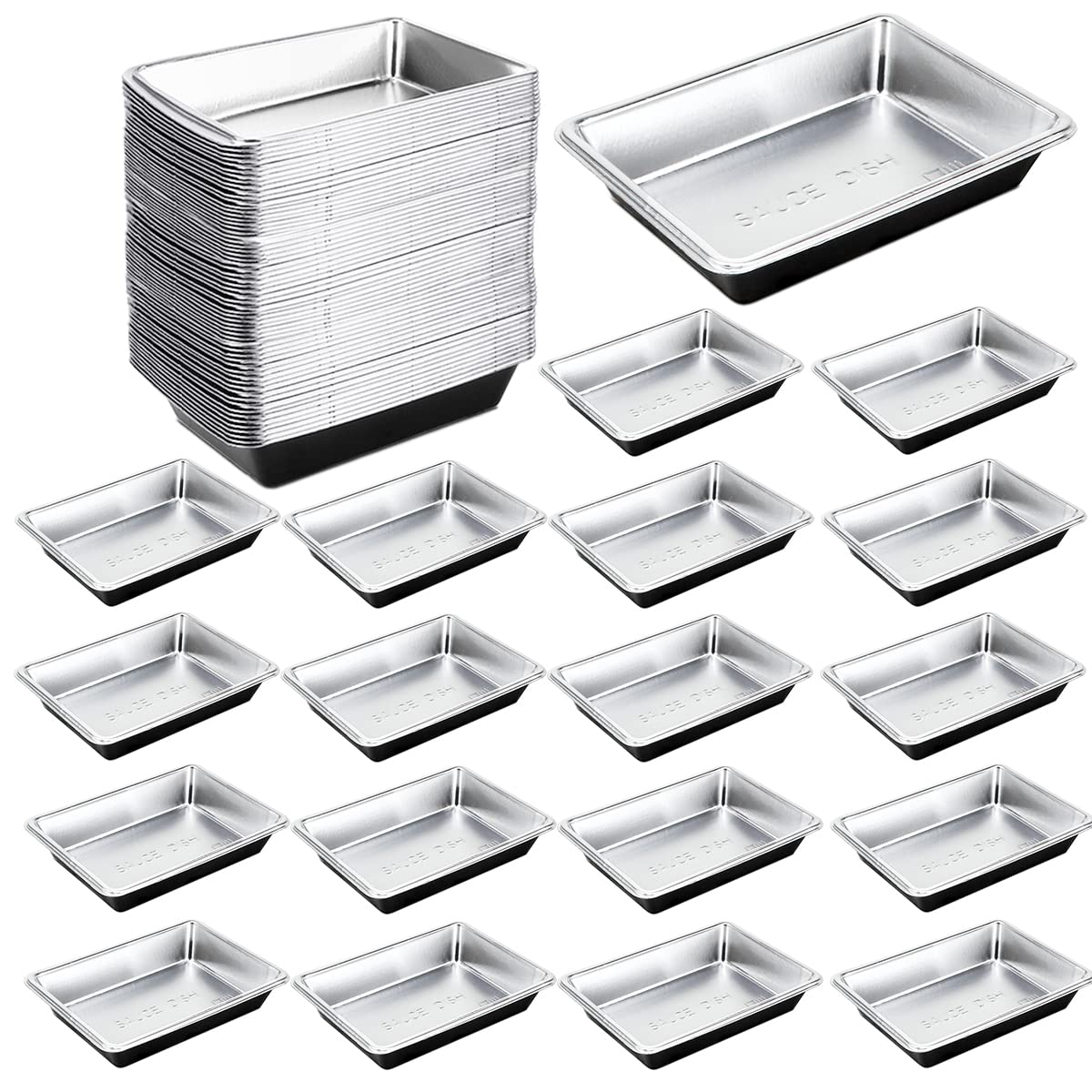 DOERDO 100 Pcs Mini Dipping Sauce Dishes Disposable Soy Sauce Dish, Condiment Serving Tray, Appetizer Plates for BBQ, Salad, Tomato Sauce