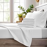 Bamboo Bay 6 Piece Queen Size Sheet Set, 100% Viscose Made from Bamboo, Breathable, Ultra Soft Cooling Bed Sheets for Hot Sleepers, Beddings with Deep Pockets Fit 16" Mattress, White